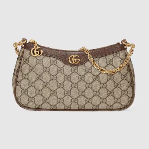 ophidia small shoulder bag in beige and ebony