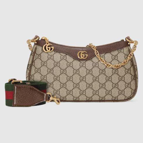 ophidia small shoulder bag in beige and ebony